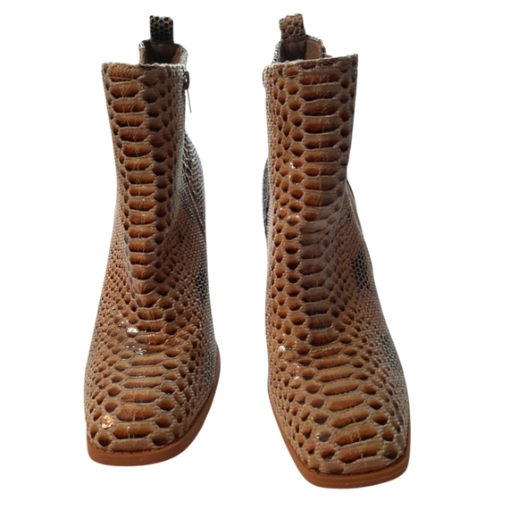 Pierre Dumas Brown Snakeskin Ankle Boots Size 9 - Picture 1 of 14